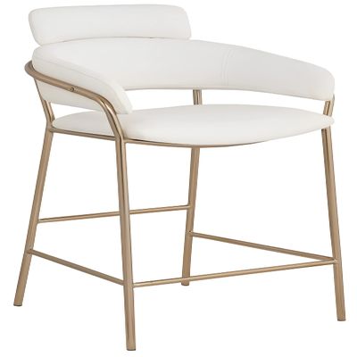 Meridian Furniture 550Cream-C Yara Collection Modern | Contemporary Vegan Leather Upholstered Counter Stool with Brushed Brass Metal Frame, 21.5" W x 20.5" D x 41" H, Cream