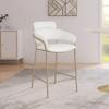 Meridian Furniture 550Cream-C Yara Collection Modern | Contemporary Vegan Leather Upholstered Counter Stool with Brushed Brass Metal Frame, 21.5" W x 20.5" D x 41" H, Cream view 2