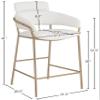 Meridian Furniture 550Cream-C Yara Collection Modern | Contemporary Vegan Leather Upholstered Counter Stool with Brushed Brass Metal Frame, 21.5" W x 20.5" D x 41" H, Cream view 3