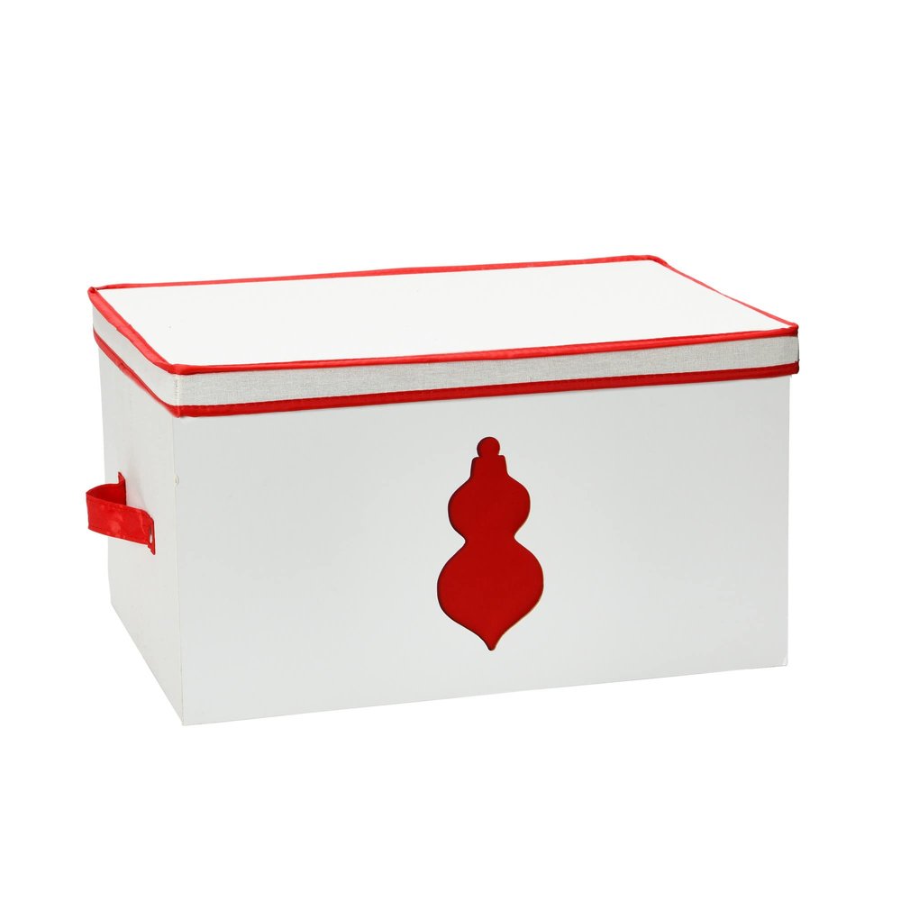 Household Essentials Ornament Storage Chest with 24 Pockets, Red