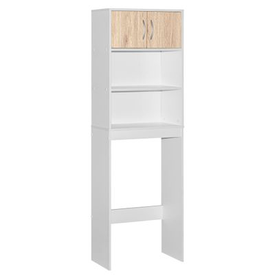 Better Home Products Ace Over The Toilet Storage Rack in White & Natural Oak