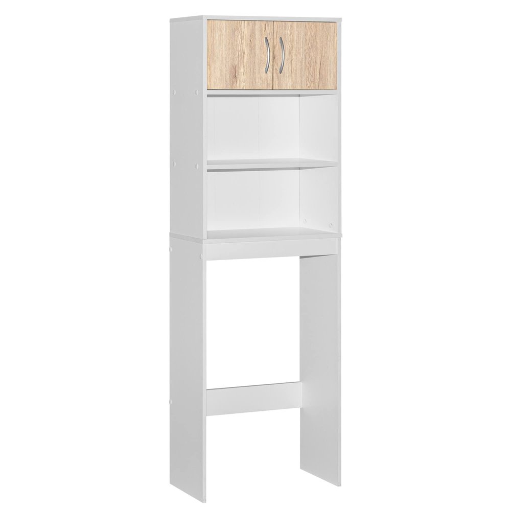 Better Home Products Ace Over The Toilet Storage Rack in White & Natural Oak