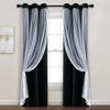 Lush Decor Sheer Grommet Curtains With Insulated Blackout Lining, Window Curtain Panels, Pair, 38"W x 84"L, Black - Curtain With Sheer Overlay, Elegant Blackout Curtains for Bedroom view 1