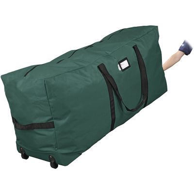 Primode Xmas Rolling Tree Storage Bag, Large Heavy Duty Storage Container, 22" Height X 16" Wide X 50" Long with 2 Wheels and Handles Fits Up to 7.5 Foot Tall Disassembled Holiday Tree (Gray)