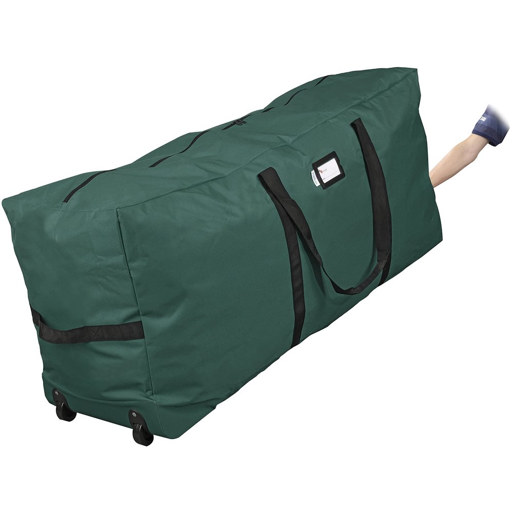 Primode Xmas Rolling Tree Storage Bag, Large Heavy Duty Storage Container, 22" Height X 16" Wide X 50" Long with 2 Wheels and Handles Fits Up to 7.5 Foot Tall Disassembled Holiday Tree (Gray)