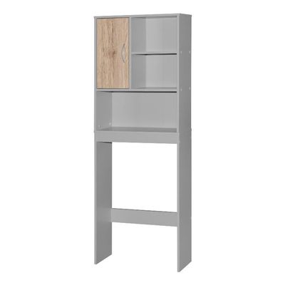Better Home Products Ace Over The Toilet Storage Organizer in Light Gray & Oak