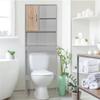 Better Home Products Ace Over The Toilet Storage Organizer in Light Gray & Oak view 2