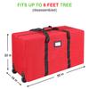 ProPik Holiday Rolling Tree Storage Bag | Fits Up to 6 ft. Tall Disassembled Christmas Tree | 22"x16"x 50" | Large Heavy Duty Xmas Storage Container with 2 Wheels & Handles | 600D Oxford (Red) view 4