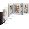 Frametory, 5x7 Triple Picture Frames 3 Photo Frames Collage - Real Glass - Engineered Wood Triple Folding Frame - Tabletop Vertical Display (Silver, 1 Pack) view 3