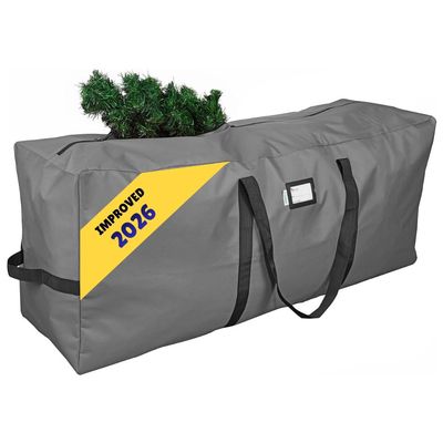Primode Heavy Duty Christmas Tree Storage Bag | Fits Up to 7 Ft. Disassembled Holiday Tree | 50 x 15 x 20 Tree Storage Container | Xmas Storage Box | Durable 600D Oxford Material (Gray)
