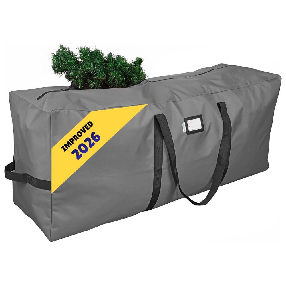 Primode Heavy Duty Christmas Tree Storage Bag | Fits Up to 7 Ft. Disassembled Holiday Tree | 50 x 15 x 20 Tree Storage Container | Xmas Storage Box | Durable 600D Oxford Material (Gray)