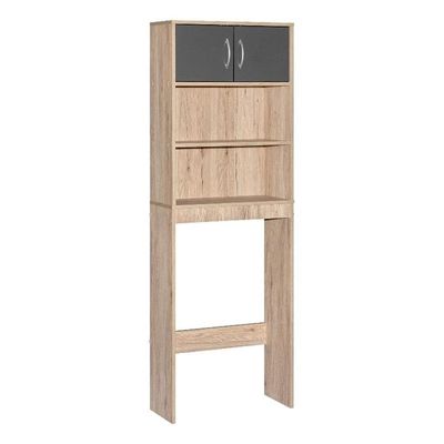 Better Home Products Ace Over The Toilet Storage Rack in Natural Oak & Dark Gray