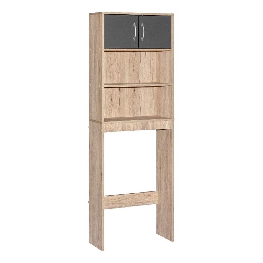 Better Home Products Ace Over The Toilet Storage Rack in Natural Oak & Dark Gray