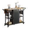 Bestier Rolling Kitchen Utility Cart with Collapsible Surface Extender, 6 Shelves, 1 Cabinet, 1 Drawer, Dual Side Handles, & Hanging Peg Holes, Black view 1