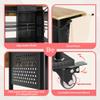 Bestier Rolling Kitchen Utility Cart with Collapsible Surface Extender, 6 Shelves, 1 Cabinet, 1 Drawer, Dual Side Handles, & Hanging Peg Holes, Black view 3
