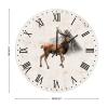 Wild Animal Deer Wall Clock 15in Roman Numerals Wooden Wall Clock Whisper Quiet Country Style Holiday Party Gift Popular Wall Decor for Kitchen Bathroom Restaurant Balcony view 2