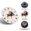 Wild Animal Deer Wall Clock 15in Roman Numerals Wooden Wall Clock Whisper Quiet Country Style Holiday Party Gift Popular Wall Decor for Kitchen Bathroom Restaurant Balcony view 3