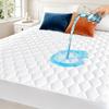 California King Mattress Protector Waterproof Washable Mattress Padded Cover Fitted Bed Protection Noiseless Plastic Bed Pad Deep Pocket Up to 18 Soft and BreathableWhite view 1