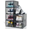 ZLLZUU Shoe Organizer Shoe Storage Boxes, 6 Pack Large Drop Front Shoe Boxes with Magnetic Door, Clear Plastic Stackable Shoe Containers (Black) view 1