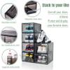 ZLLZUU Shoe Organizer Shoe Storage Boxes, 6 Pack Large Drop Front Shoe Boxes with Magnetic Door, Clear Plastic Stackable Shoe Containers (Black) view 3