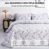 3 Pieces Quilt Set Full Queen Size Purple Floral Pattern Quilt Coverlet Set Elegant Boho Bedspread with Pillow Shams Lightweight Microfiber Bedding Quilt Set All Season view 2