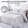 3 Pieces Quilt Set Full Queen Size Purple Floral Pattern Quilt Coverlet Set Elegant Boho Bedspread with Pillow Shams Lightweight Microfiber Bedding Quilt Set All Season view 3