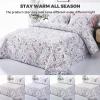 3 Pieces Quilt Set Full Queen Size Purple Floral Pattern Quilt Coverlet Set Elegant Boho Bedspread with Pillow Shams Lightweight Microfiber Bedding Quilt Set All Season view 4