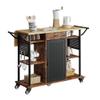Bestier Rolling Kitchen Utility Cart with Collapsible Surface Extender, 6 Shelves, 1 Cabinet, 1 Drawer, Dual Side Handles, & Hanging Peg Holes, Brown view 1