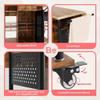 Bestier Rolling Kitchen Utility Cart with Collapsible Surface Extender, 6 Shelves, 1 Cabinet, 1 Drawer, Dual Side Handles, & Hanging Peg Holes, Brown view 2