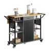 Bestier Rolling Kitchen Utility Cart with Collapsible Surface Extender, 6 Shelves, 1 Cabinet, 1 Drawer, Dual Side Handles, & Hanging Peg Holes, Grey view 1