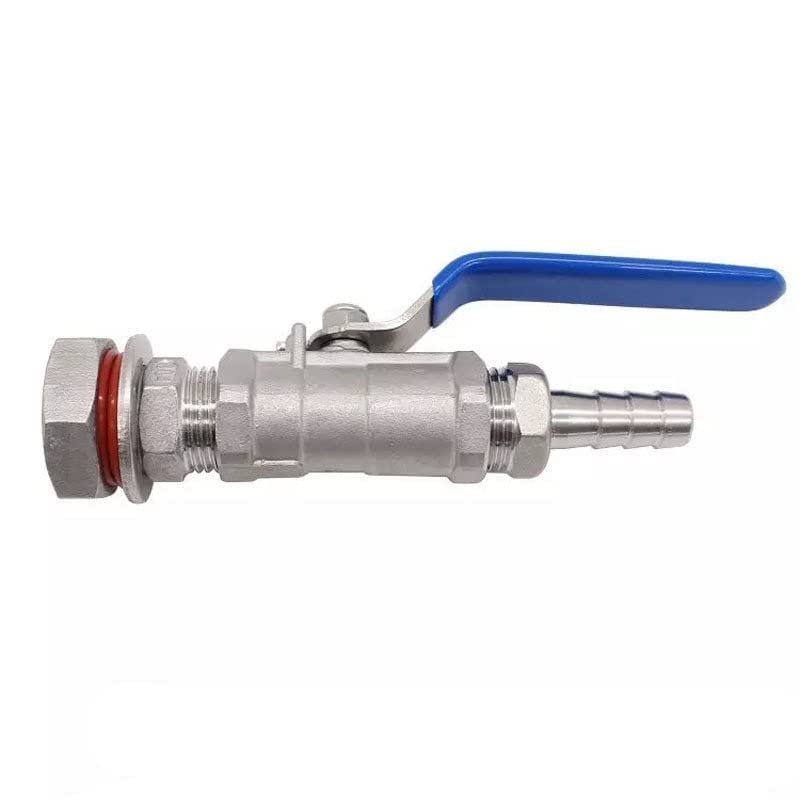 Aurorad 304 Stainless Steel Ball Valve with Bulkhead and Hose Barb Home Brew Beer Kettle Pot (Size: 10 mm Barb)