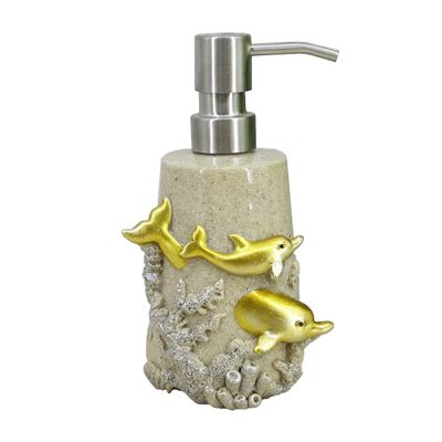 3D Resin Dolphins Mother and Baby Soap Dispenser, Beach Bathroom Accessory,Ocean Theme Dolphins Family Bathroom Decor,Coastal Decor Ocean Enthusiasts