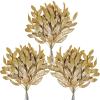 40 Pieces Gold Glittered Artificial Leaf Spray Picks 12" Tall for Christmas Winter Wedding Wreath Tree Swag Floral Arrangment Vase Bouquets Table Centerpieces Decoration view 1