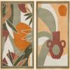 IDEA4WALL Framed Canvas Print Wall Art Set Mid-Century Geometric Tropical Plant Landscape Abstract Shapes Illustrations Modern Art Decorative Chic for Living Room, Bedroom, Office - 16"x24"x2 Natural view 1