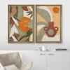 IDEA4WALL Framed Canvas Print Wall Art Set Mid-Century Geometric Tropical Plant Landscape Abstract Shapes Illustrations Modern Art Decorative Chic for Living Room, Bedroom, Office - 16"x24"x2 Natural view 3