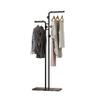HKaikzo Double-pole Coat Rack Freestanding, Modern Metal Coat Racks Hanger Stand with 5 Hooks and Natural Marble Base, for Bedroom, Office, Hallway, Entryway, Living Room, Black view 1