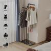 HKaikzo Double-pole Coat Rack Freestanding, Modern Metal Coat Racks Hanger Stand with 5 Hooks and Natural Marble Base, for Bedroom, Office, Hallway, Entryway, Living Room, Black view 3