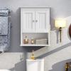 Treocho Wood Wall Cabinet, Bathroom Medicine Cabinet Storage with Doors and Adjustable Shelf, Rustic Cabinet Wall Mounted for Bathroom, Livingroom, Kitchen, Cupboard, White view 2