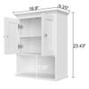 Treocho Wood Wall Cabinet, Bathroom Medicine Cabinet Storage with Doors and Adjustable Shelf, Rustic Cabinet Wall Mounted for Bathroom, Livingroom, Kitchen, Cupboard, White view 3