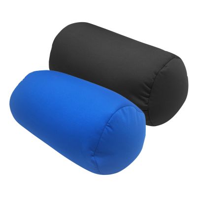 2Pcs Microbead Neck Roll Pillow, Squishy Neck or Back Support Tube Bean Pillow Cervical Cylindrical Cushion Sleeping Pillow for Home Bed Sofa Travel Rest, 11.8 x 6.3 Inch, Royal Blue and Black