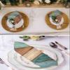 Kewadony Teal Cloth Napkins Set of 4, Turquoise Green Brown Wood Cocktail Napkins 20 x 20 Inch, Retro Farmhouse Rustic Barn Washable Reusable Dinner Table Napkins for Wedding Holiday Party view 4