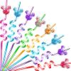 24Pcs Glitter Mouse Straws for Kids Birthday Party Favors Supplies Decorations Crazy Reusable Drinking Straws for Theme Birthday Oh Twodles Party view 1