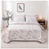 3 Pieces Quilt Set Full Queen Size, White Floral Bedspread Coverlet Set, Quilts for Full Size Bed Spreads (96" x 98"), Soft Microfiber Lightweight Bed Cover for All Season view 1