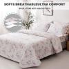 3 Pieces Quilt Set Full Queen Size, White Floral Bedspread Coverlet Set, Quilts for Full Size Bed Spreads (96" x 98"), Soft Microfiber Lightweight Bed Cover for All Season view 3