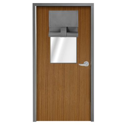 WdFour Classroom Door Panel Curtain, 8*36, Light Gray, Blackout, Door & Window, Modern, Polyester, Washable, Tab Top, Loop & Hook, Educational Institutions