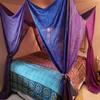 Bed Canopy Curtains Boho Curtains Bohemian Blue Decor India Silk Sari Saree Made to Order Queen Purple Over Bed Tent (King(78"x78"x78")) view 1