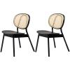 CraftThink Modern Dining Chairs, Armless Contemporary Rattan Dining Chair Open Back Dining Side Furniture in Matte Finish for Kitchen Dining Room, Set of 2 Black view 1