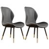 CraftThink Modern Dining Chairs, Scandinavian Armless Glam Leather Dining Chair Wingback Side Furniture in Matte Finish for Kitchen Dining Room, Set of 2 Grey view 1