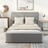 CKLMMC Full Size Upholstery Platform Bed with Storage Headboard and Footboard, Support Legs, Storage Bed, Wood Slat Support, No Box Spring Needed view 3