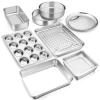 E-far 10-Piece Baking Pans set, Stainless Steel Bakeware Set for Oven, Include Cake Pan/Baking Cookie Sheet/Pizza/Muffin/Loaf Pan, Non-Toxic & Heavy Duty, Dishwasher Safe view 1